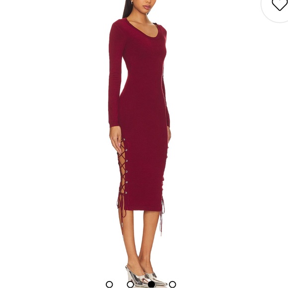 NWT-Lace Up Sides Midi Dress - Picture 1 of 8